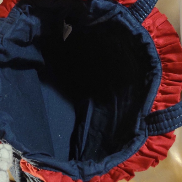 Vintage Quilted Navy Blue Shoulder Bag/Purse w/Flag, by Williamsburg - Picture 8 of 8